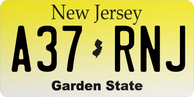 NJ license plate A37RNJ