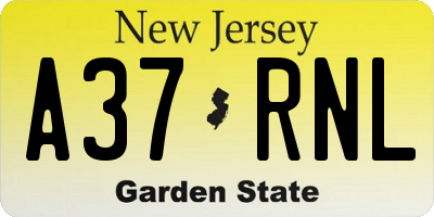 NJ license plate A37RNL