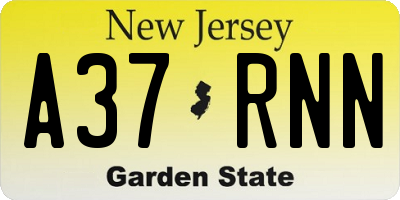 NJ license plate A37RNN