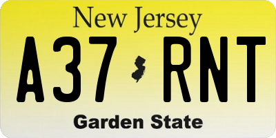 NJ license plate A37RNT