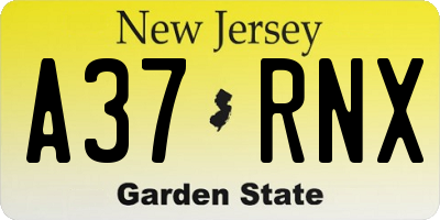 NJ license plate A37RNX
