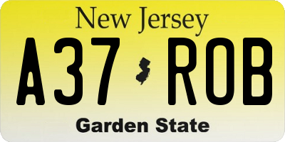 NJ license plate A37ROB