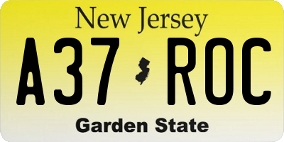 NJ license plate A37ROC