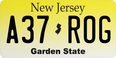 NJ license plate A37ROG