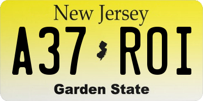 NJ license plate A37ROI