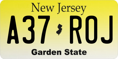NJ license plate A37ROJ