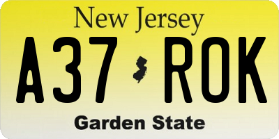 NJ license plate A37ROK