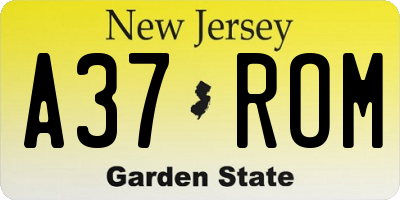 NJ license plate A37ROM