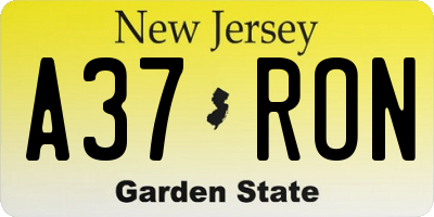 NJ license plate A37RON