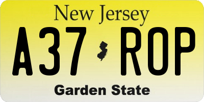 NJ license plate A37ROP