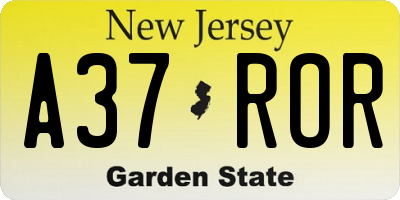 NJ license plate A37ROR