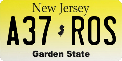 NJ license plate A37ROS