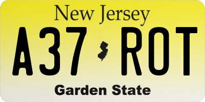 NJ license plate A37ROT