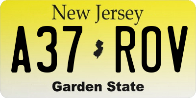 NJ license plate A37ROV