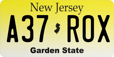 NJ license plate A37ROX