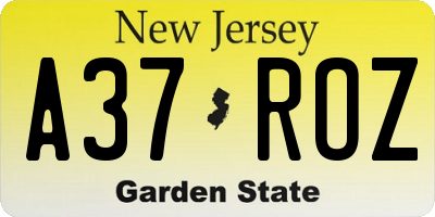 NJ license plate A37ROZ