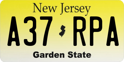 NJ license plate A37RPA