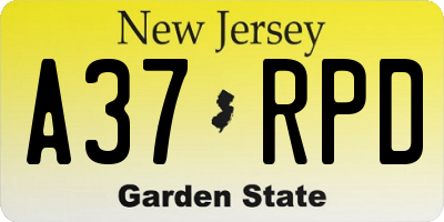 NJ license plate A37RPD