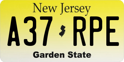 NJ license plate A37RPE
