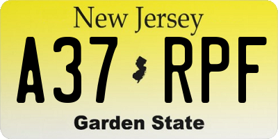 NJ license plate A37RPF