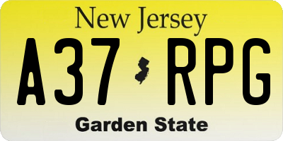 NJ license plate A37RPG