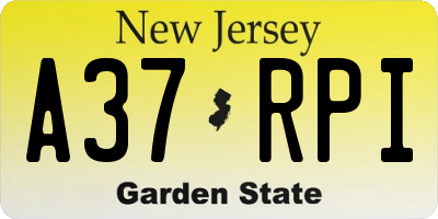 NJ license plate A37RPI