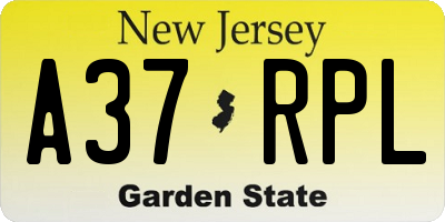 NJ license plate A37RPL