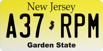 NJ license plate A37RPM