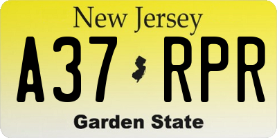 NJ license plate A37RPR