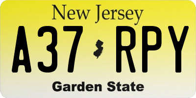 NJ license plate A37RPY