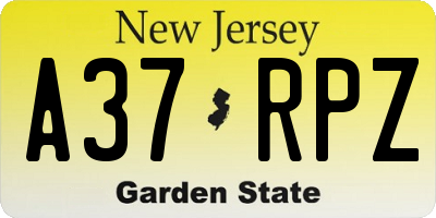NJ license plate A37RPZ