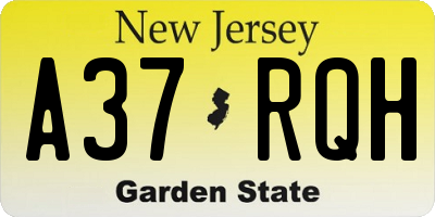 NJ license plate A37RQH
