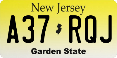 NJ license plate A37RQJ