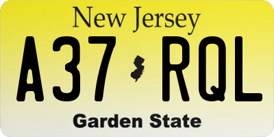 NJ license plate A37RQL
