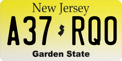NJ license plate A37RQO