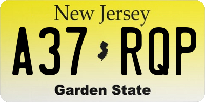 NJ license plate A37RQP