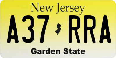 NJ license plate A37RRA
