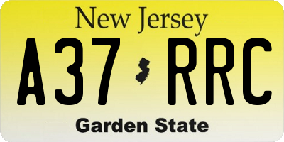 NJ license plate A37RRC