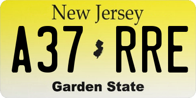 NJ license plate A37RRE