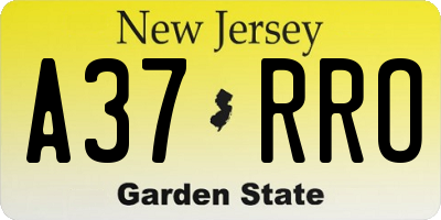 NJ license plate A37RRO
