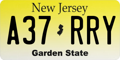 NJ license plate A37RRY