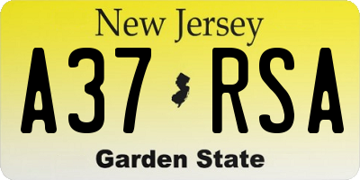 NJ license plate A37RSA