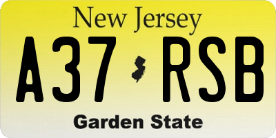 NJ license plate A37RSB