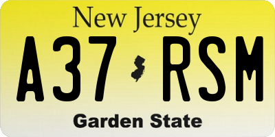 NJ license plate A37RSM