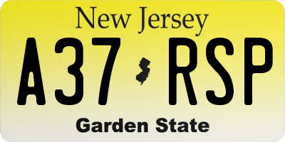 NJ license plate A37RSP