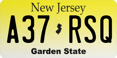 NJ license plate A37RSQ