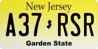 NJ license plate A37RSR