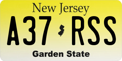 NJ license plate A37RSS