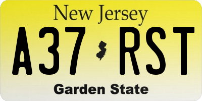 NJ license plate A37RST