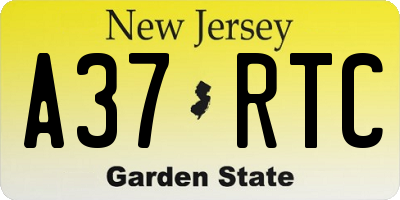 NJ license plate A37RTC